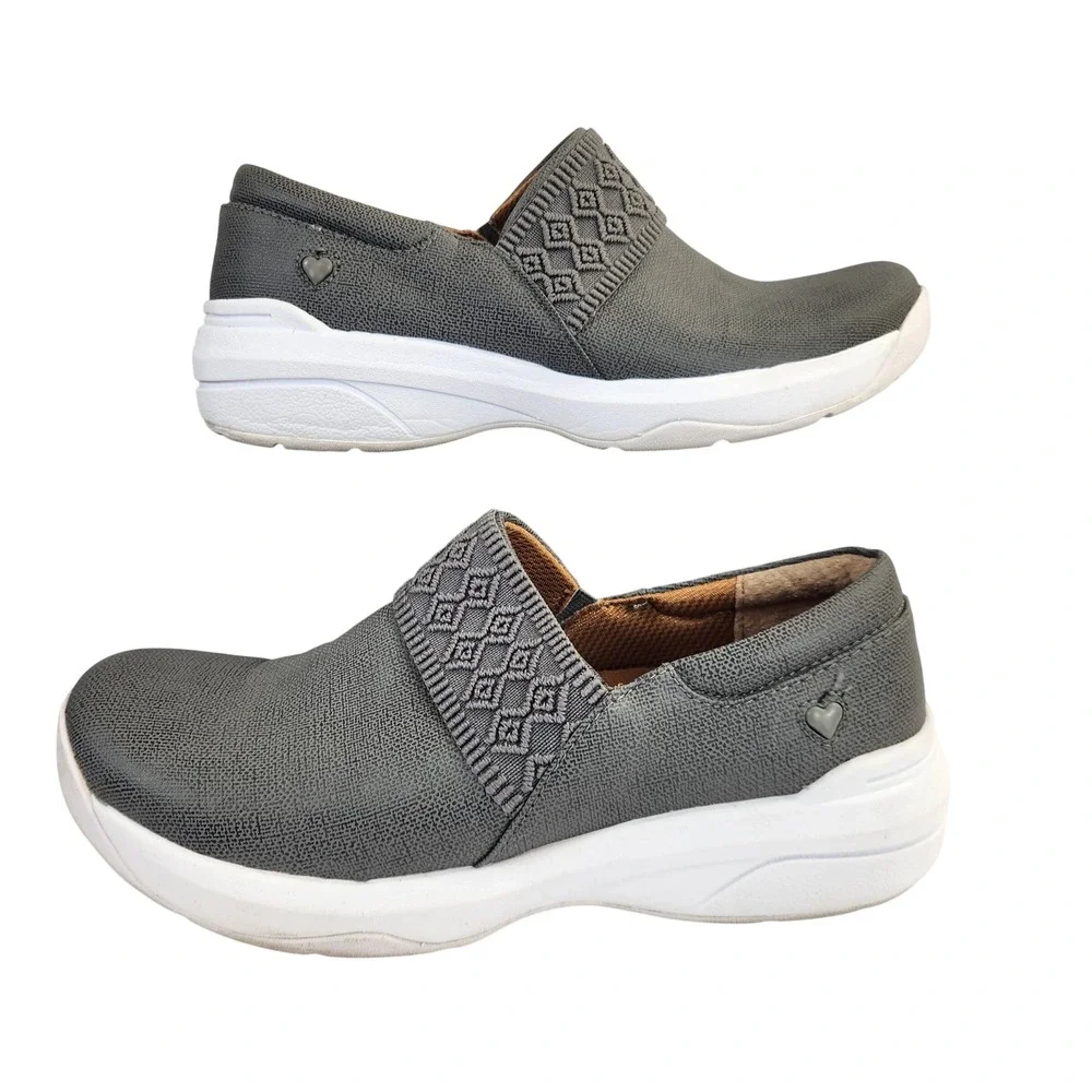 Nurse Mates Cally Women's Slip On Shoes Gray‎ Mesh Knit Casual Comfort Size 8